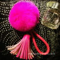 Leather Tassel Pendant Rabbit Pom Pom Ball Keyring For Woman